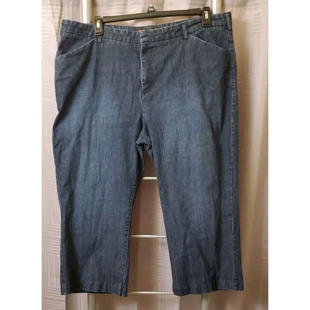Lee One True Fit Capri Jeans Cotton Blend Size 22WM Dark Wash‎